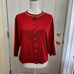 NWT Cable & Gauge Women's Red Cardigan Size PXL